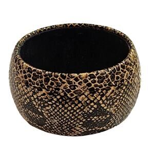 Womens Python Snake Print Wide Cuff Bangle Statement Bracelet Work Festival